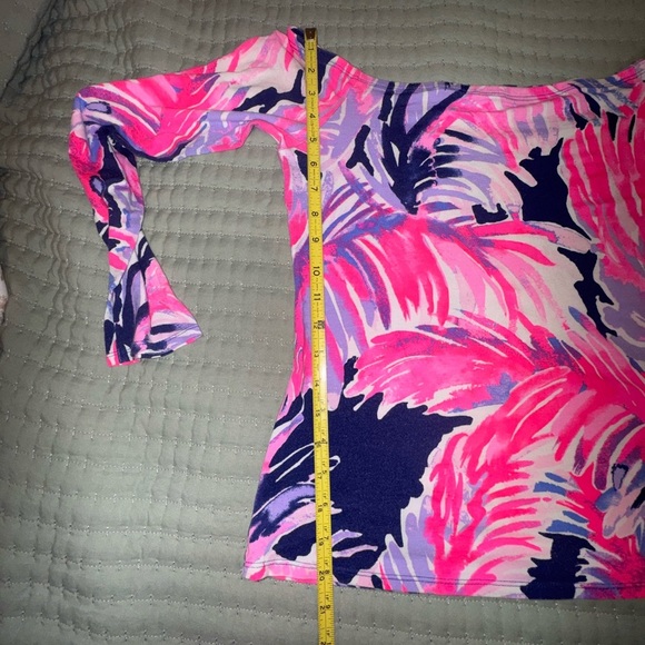 Lilly Pulitzer Audelia Off Shoulder True Blue Paradise Point Size Medium VGUC - Picture 8 of 9